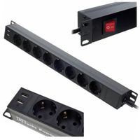 Listwa Zasilająca Przedłużacz Rack 19 the t.racks Power 8 S USB 8gniazd 2m