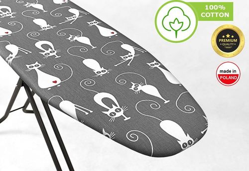 Pokrowiec na deskę do prasowania z kotami podkładem PREMIUM BAWEŁNA 100% na Arena.pl