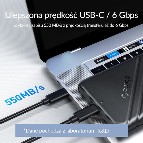 Orico Obudowa dysku 2,5'' USB-C 3.1 6Gbps czarna na Arena.pl