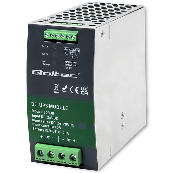 Qoltec Moduł UPS DC na szynę DIN 40A 24V zdjęcie 1