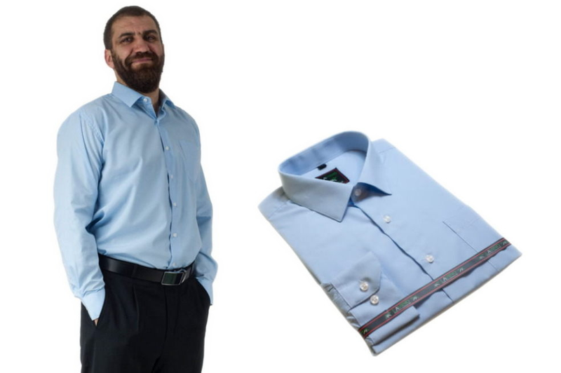 Koszula męska wizytowa do garnituru błękitna elegancka Laviino dl77 41/42 - L/XL zdjęcie 4