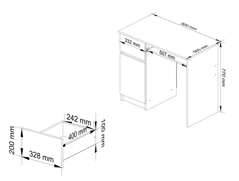 BIURKO KOMPUTEROWE 90 cm PIKSEL LEWE OLCHA zdjęcie 3
