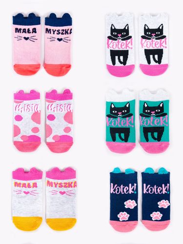 Skarpety dziewczęce z elementem 3D kotek 6PAK 14-16 YOCLUB na Arena.pl