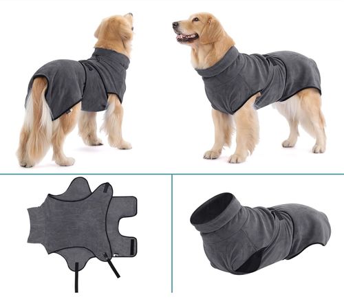 Ręcznik Szlafrok dla Psa Szybkoschnący Chłonny L 60cm Szary Duże Psy na Arena.pl