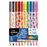 kredki trójkątne jumbo 10 kolorów kwiaty kidea