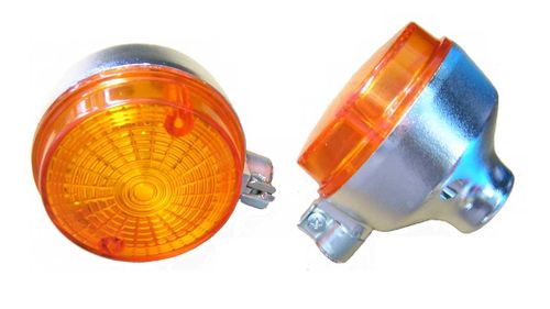 Kierunkowskaz okrągły tył, pomarańczowy klosz, chromowany korpus z uszczelką S50, S51, S70, SR50, SR80, ETZ na Arena.pl