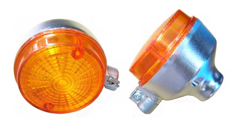 Kierunkowskaz okrągły tył, pomarańczowy klosz, chromowany korpus z uszczelką S50, S51, S70, SR50, SR80, ETZ zdjęcie 3