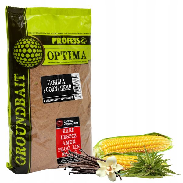 Zanęta Wędkarska PROFESS OPTIMA Wanilia Kukurydza Konopie 1 kg zdjęcie 2