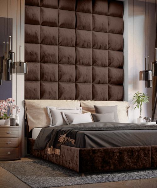 TAPICEROWANY PANEL ŚCIENNY BRĄZOWY 3D WEZGŁOWIE 30cm x 30cm zdjęcie 4