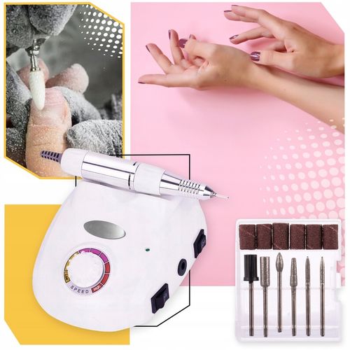 FREZARKA DO PAZNOKCI MANICURE PEDICURE PROFESJONALNA ZESTAW FREZÓW MOC 65W na Arena.pl