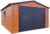 Garaż blaszany 4x5m brama dwuskrzydłowa okno drewnopodobny dach  TS1064