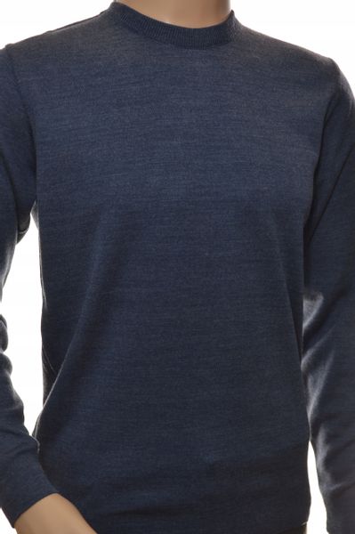 Sweter męski granatowy gładki wełniany L zdjęcie 3