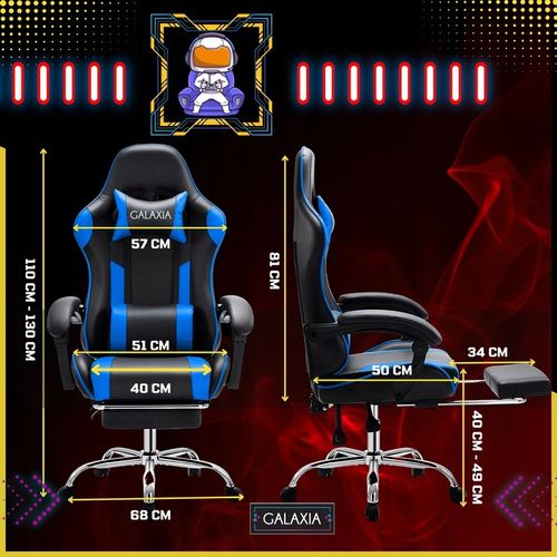 FOTEL GAMINGOWY BIUROWY Obrotowy Kubełkowy Krzesło Gamingowe Z Podnóżkiem na Arena.pl