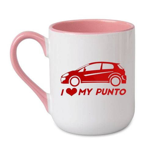 KUBEK "I LOVE MY PUNTO" Wzór - Elegant Coffee Różowy 330 ml na Arena.pl