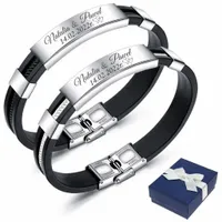 Bransoletki dla Pary Stal Szlachetna z GRAWEREM K1 Prezent dla Chłopaka