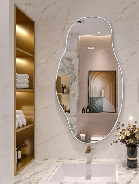 Lustro ścienne asymetryczne 40x75 cm - Biała rama zdjęcie 1