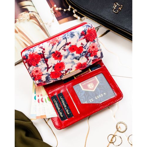 modny, kolorowy portfel damski ze skóry ekologicznej w kwiaty - peterson na Arena.pl