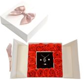 Szkatułka na Biżuterię z Różami Czarna Pudełko Prezentowe na Pierścionki