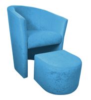 Fotel Club z podnóżkiem Mikrofaza 14 Błękitny