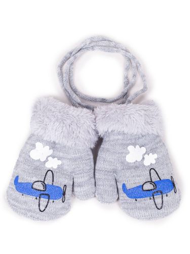 Rękawiczki chłopięce jednopalczaste szare samolot 10 YOCLUB na Arena.pl