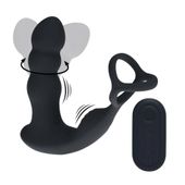 Dual Vibrating Remote Rotating Head Silicone Prostate Stimulator With Cock
