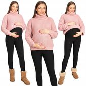 GETRY CIĄŻOWE CZARNE LEGGINSY DAMSKIE BAWEŁNA LEGINSY WYSOKI STAN M