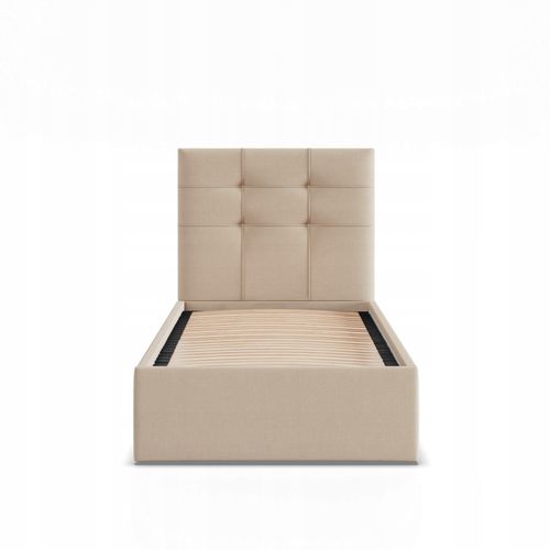 Łóżko Ramowe SORIA JEDNOOSOBOWE Tapicerowane Pojedyncze BEŻOWE na Arena.pl