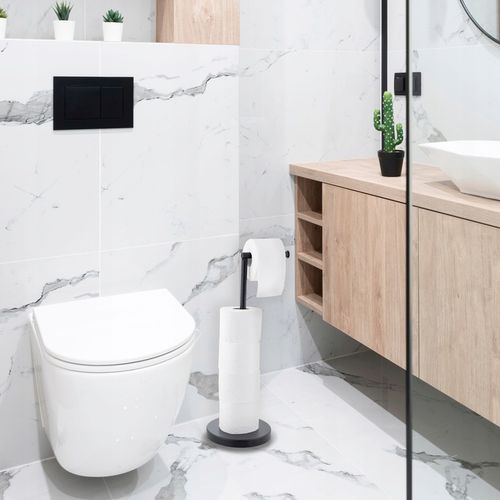 Stojak z uchwytem na papier toaletowy na 4 rolki do WC czarny loft na Arena.pl
