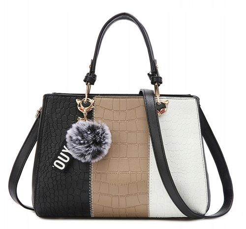 TOREBKA DAMSKA KUFEREK CZARNY BEŻ DO RĘKI NA RAMIĘ LISTONOSZKA WĄŻ na Arena.pl