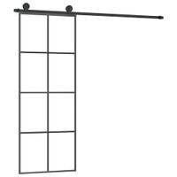 Drzwi przesuwne z osprzętem, szkło ESG i aluminium, 76x205 cm