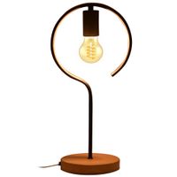 Sypialniana lampa nocna Rufin 3220 metalowy pręt czarny drewno industrial