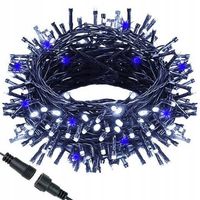 LAMPKI CHOINKOWE 300 LED BIAŁE ZIMNE + NIEBIESKI BŁYSK FLESZ FLASH 20 metr