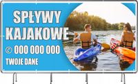 BANER REKLAMOWY na siatce mesh 200x100 cm gotowy projekt SPŁYWY KAJAKOWE