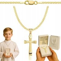 ZŁOTY ŁAŃCUSZEK NA CHRZEST CHRZCINY KRZYŻYKIEM PR 925 585 GRAWER PAMIĄTKA