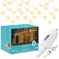 LAMPKI KURTYNA ŚWIETLNA 300 LED IP44 CIEPŁE BIAŁE PILOT OŚWIETLENIE 14,5 m