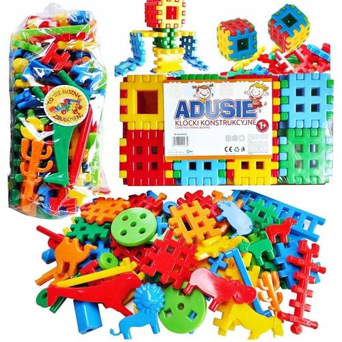 ZESTAW KLOCKI WAFLE MIX 80 EL + WAFLE 48 ADUSIE - 128 elementy na Arena.pl