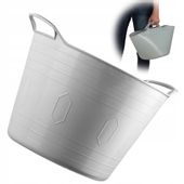 KADAX Kosz Plastikowy Elastyczny Na Pranie Uniwersalny 15L Uchwyty Szary