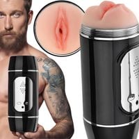 DUŻY MASTURBATOR DLA MĘŻCZYZN 2W1 SZTUCZNA POCHWA I SSĄCE USTA - 18 FUNKCJI