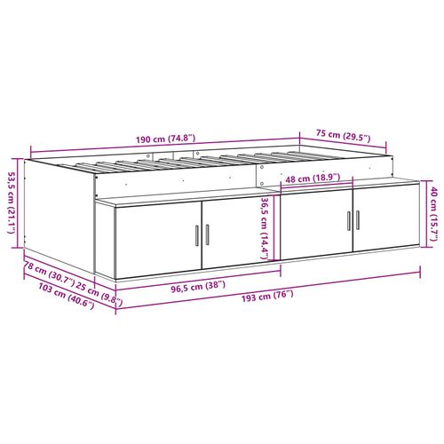 Łóżko z pojemnikiem Dąb rzemieślniczy 75x190 cm na Arena.pl