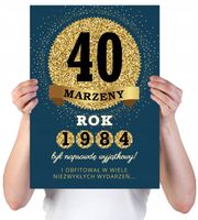 KARTKA XXL Z IMIENIEM URODZINOWA NA 40 URODZINY 1984 1985 1986 LAT + IMIĘ