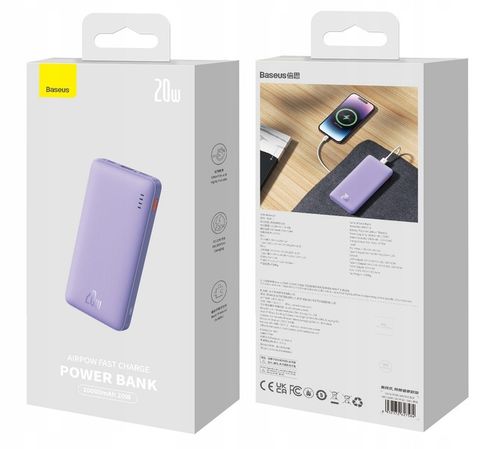 BASEUS POWER BANK Z SZYBKIM ŁADOWANIEM 10000MAH 20W USB-C USB-A BEZPIECZNY na Arena.pl