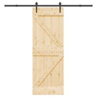 Drzwi przesuwne z osprzętem, 70x210 cm, lite drewno sosnowe