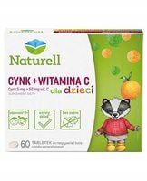 Naturell Cynk Organiczny + C dla dzieci 60 tabletek