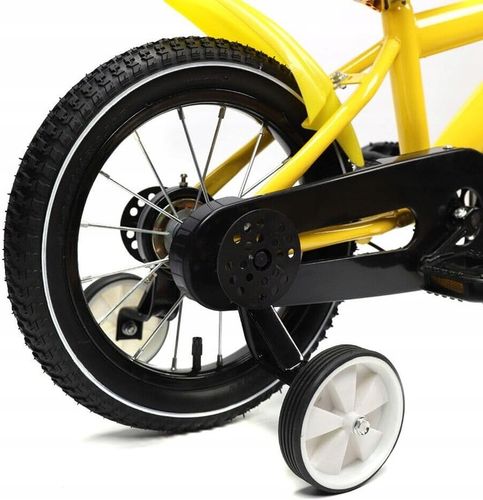 14-calowy rower dziecięcy w z kółkami stabilizującymi żółty. na Arena.pl