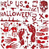 NAKLEJKI FOLIOWE HALLOWEEN DEKORACJE OZDOBY OKNO KREW KRWAWE ŚLADY