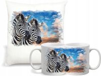 Zestaw prezentowy PODUSZKA + KUBEK z nadrukiem ZEBRA na URODZINY