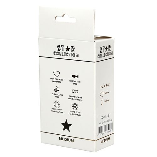 Star Collection - Black Silicone Anal Plug M - Light Blue Stone na Arena.pl