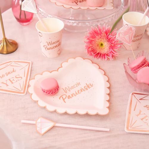 Talerzyki papierowe serce Wieczór Panieński różowe, 6 szt. na Arena.pl