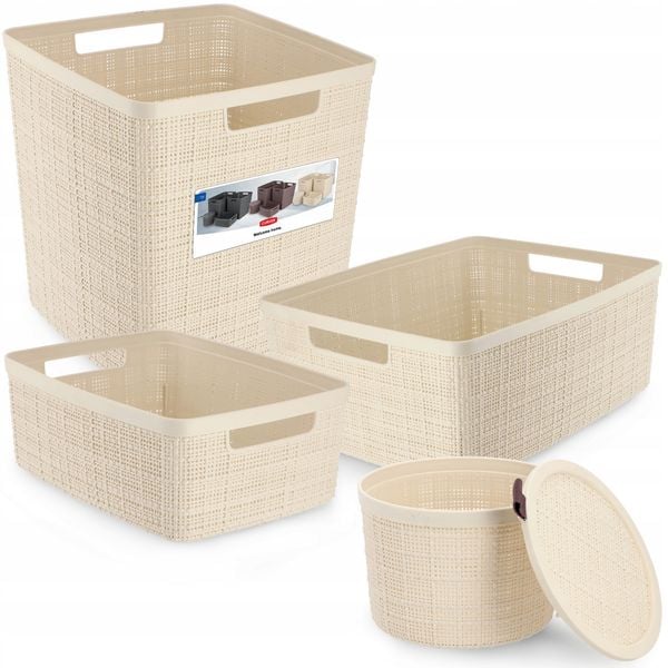 Curver 245374 koszyk okrągły z przykrywką Jute zdjęcie 1