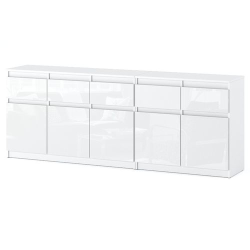 Komoda Biała Połysk Młodzieżowa 5 Szuflad Best Oleksa 200cm Pojemna Szafka na Arena.pl